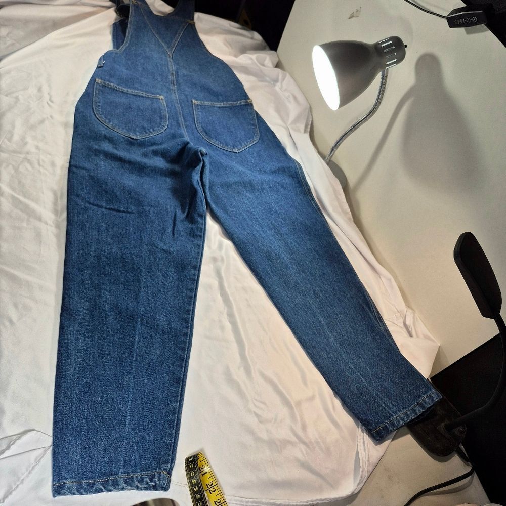 Vintage 80s/90s High-Waisted Pleated Denim Overalls Size Large Relax Retro Fit - Picture 6 of 11